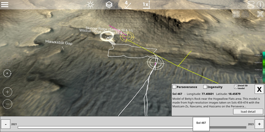 GlobeViewer Mars: Detail-Modelle auf der Karte