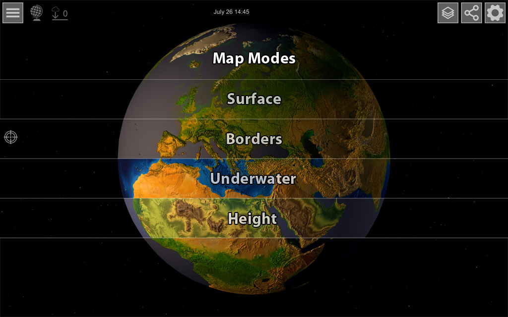 GlobeViewer - Globale Ansicht: Kartenmodi