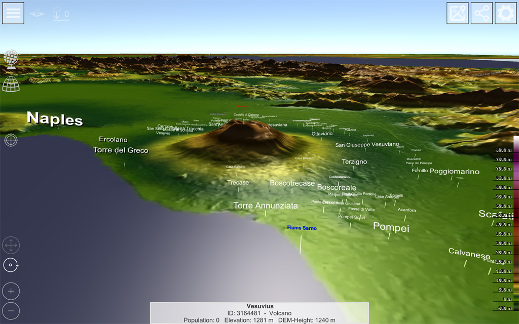 GlobeViewer - Regional Map: Elevation Multiplier - Vesuvius x4