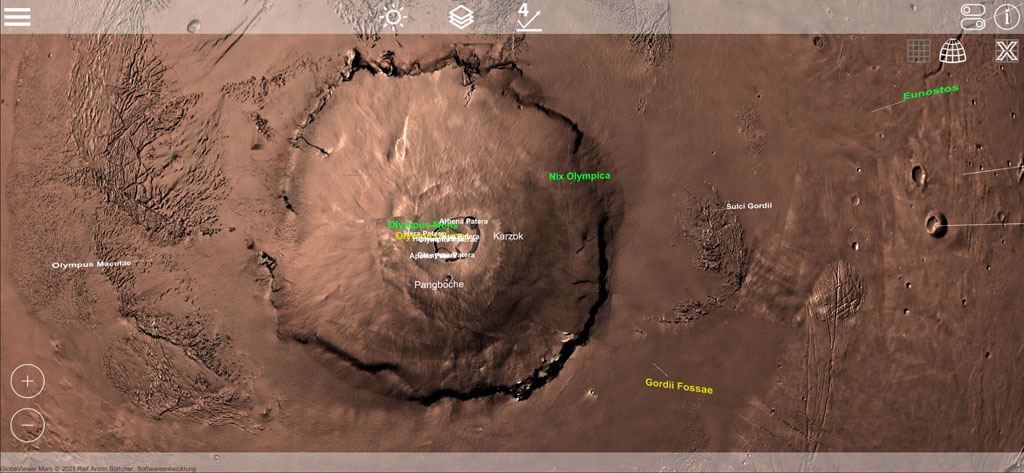 Globe Viewer Mars: Korrigierte Ansicht der 3D-Kacheln im globalen Maßstab