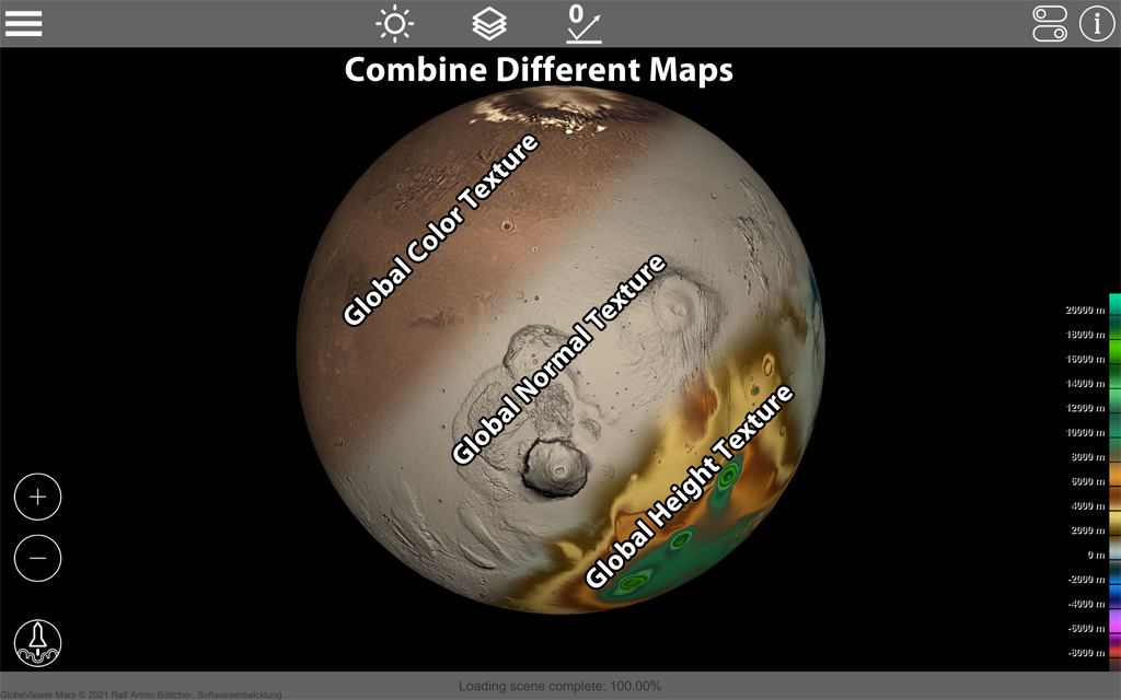 GlobeViewer Mars: Global combinable textures