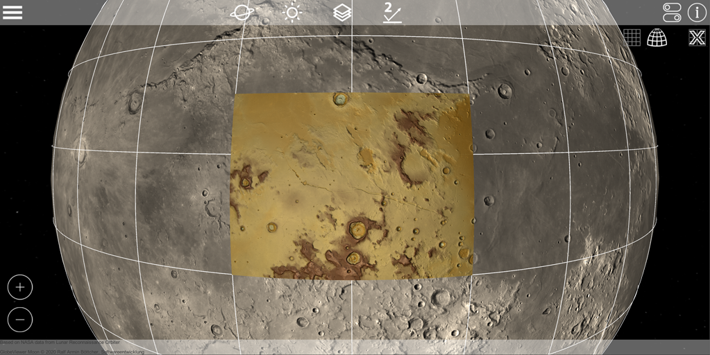 GlobeViewer Moon: Ladrilhos não distorcidos na superfície esférica