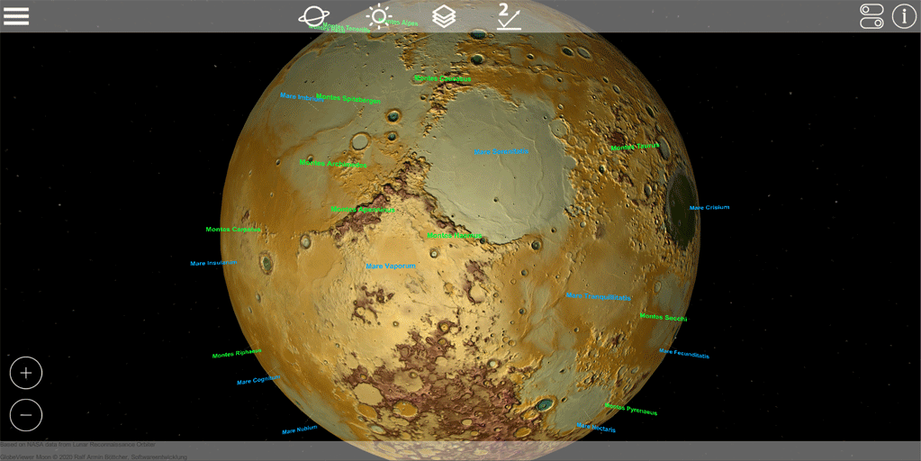 GlobeViewer Moon: มุมมองแบบหมุน