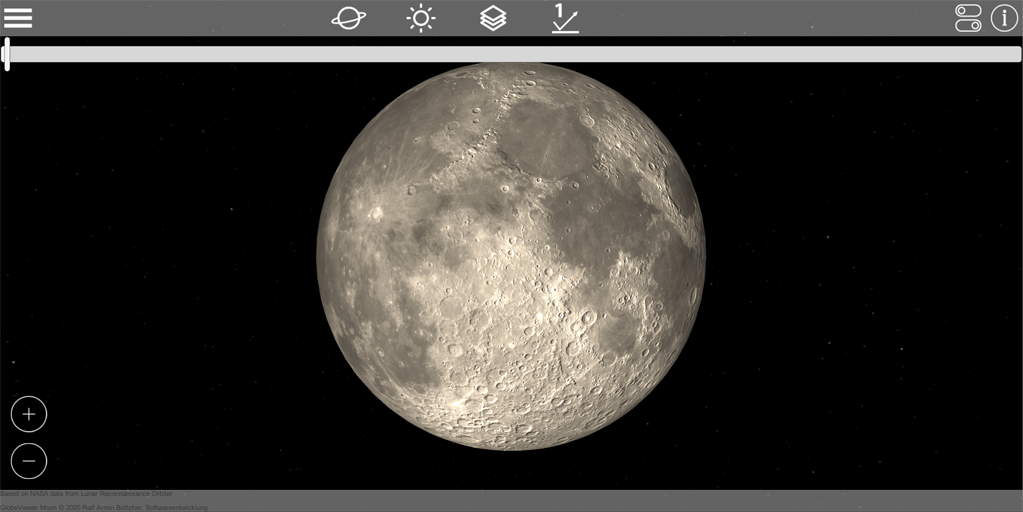 GlobeViewer Moon: מצב סיבוב תאורה